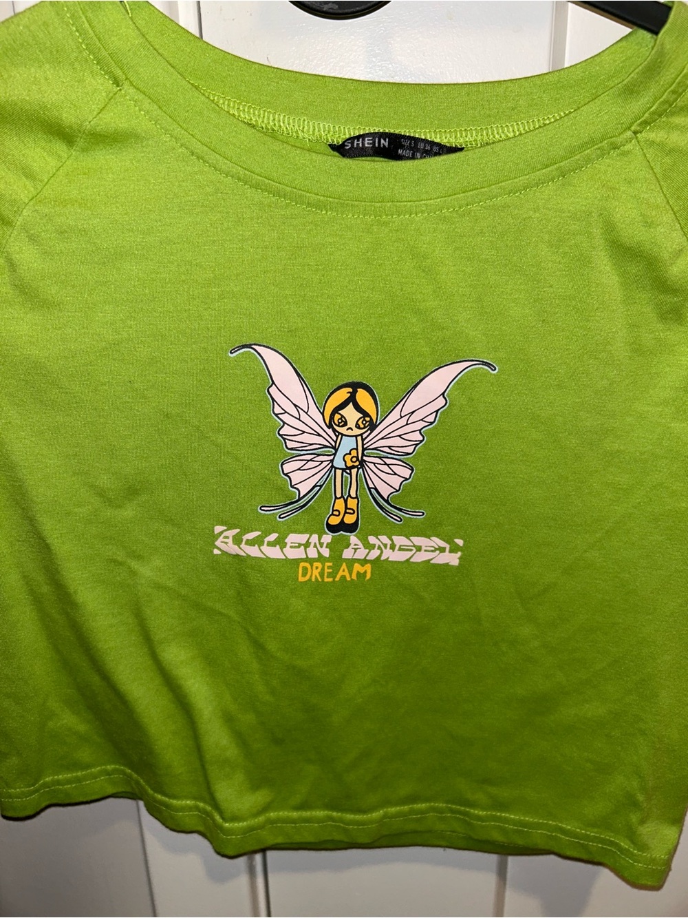 SHEIN Lime Green Fairy Graphic Crop Top